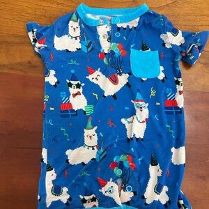 Festive Llama Print Kids Bodysuit - Blue